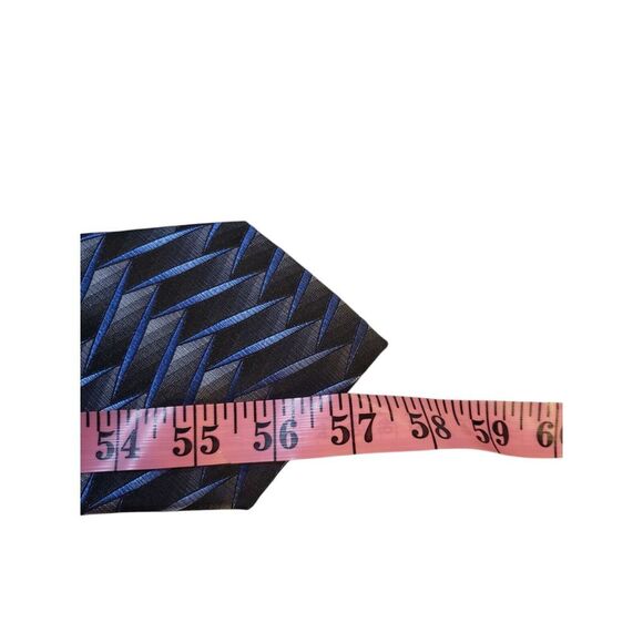 NWT Platinum Designs Neck Tie Mens Designer Luxury Gray‎ Blue Geometric Business - Picture 10 of 12